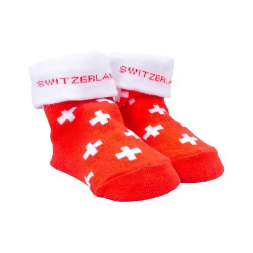 Babysocken mit Schweizer Kreuz (Einheitsgröße)