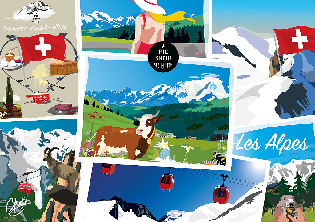[CP CH139] Postcards Les Alpes