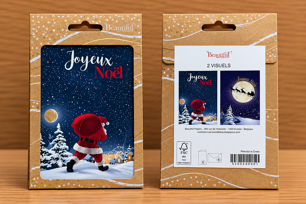 Mélange de 6 Box de cartes avec enveloppes Fin d'année