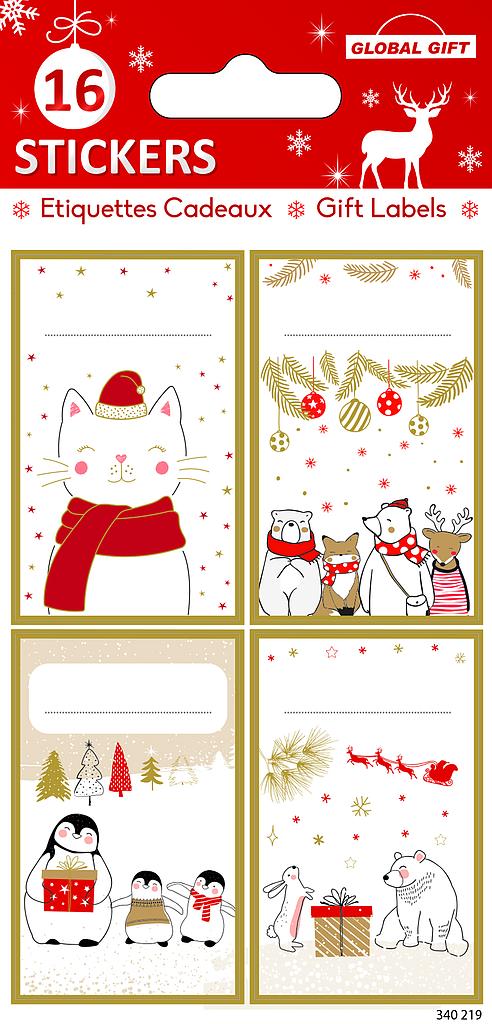 Mélange de 10 sachet 12/16 étiquettes-cadeaux autocollantes à 2.40