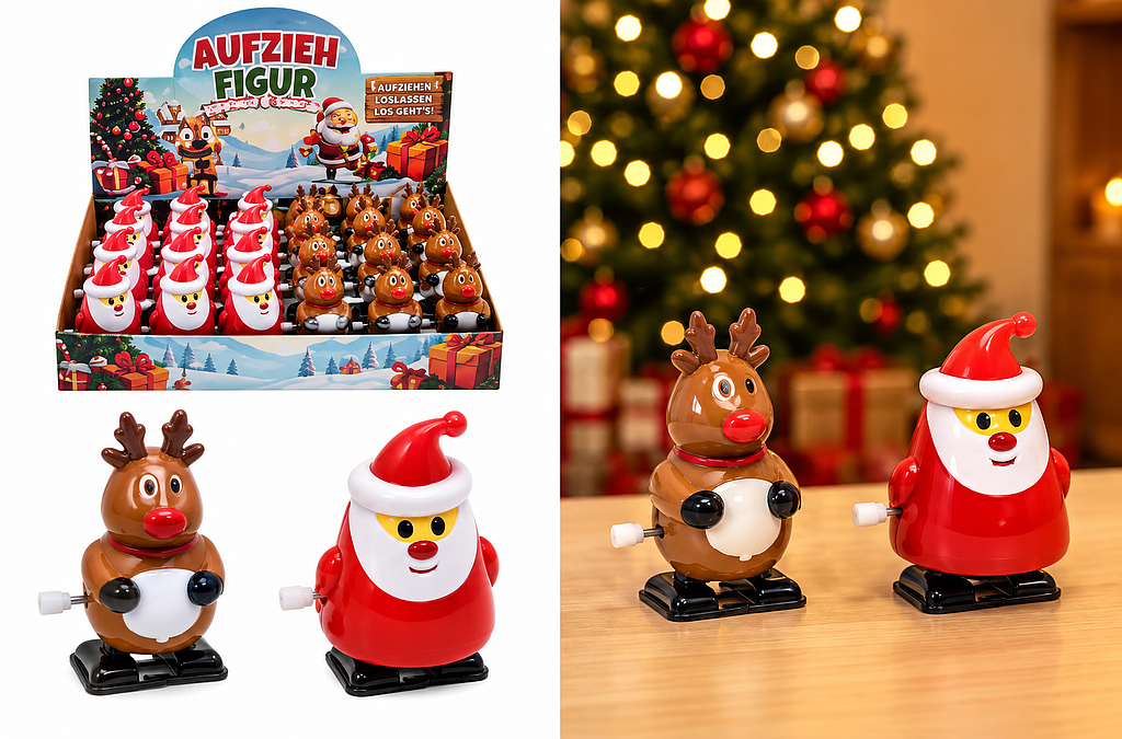 [TT 00742] Display 12 pères noël/rennes  à remonter (3.90/pce)