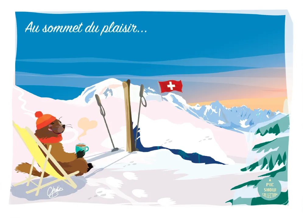 Postcards Marmotte "Au sommet du plaisir..."