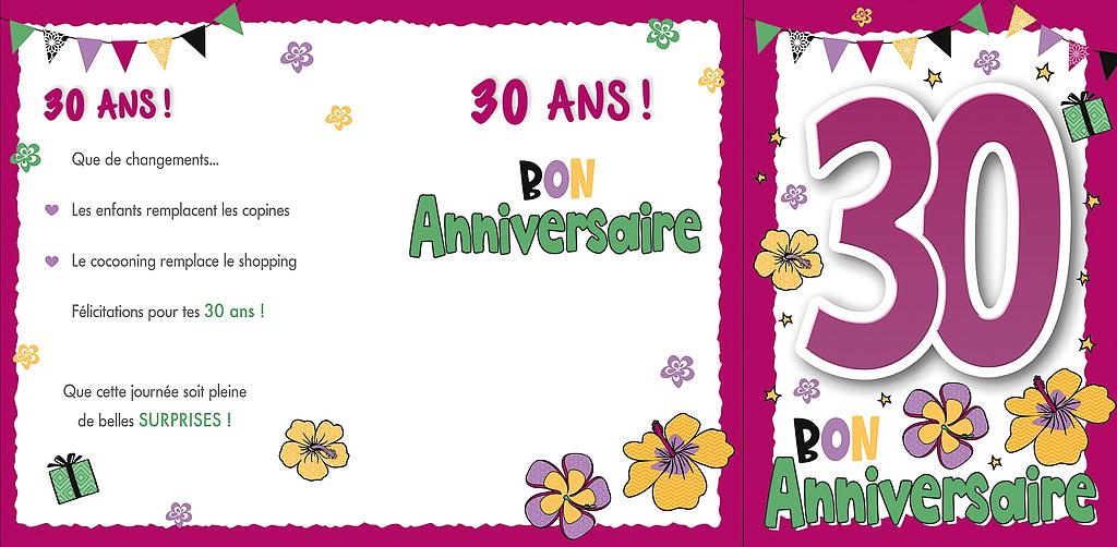 Carte Anniv. 30 ans