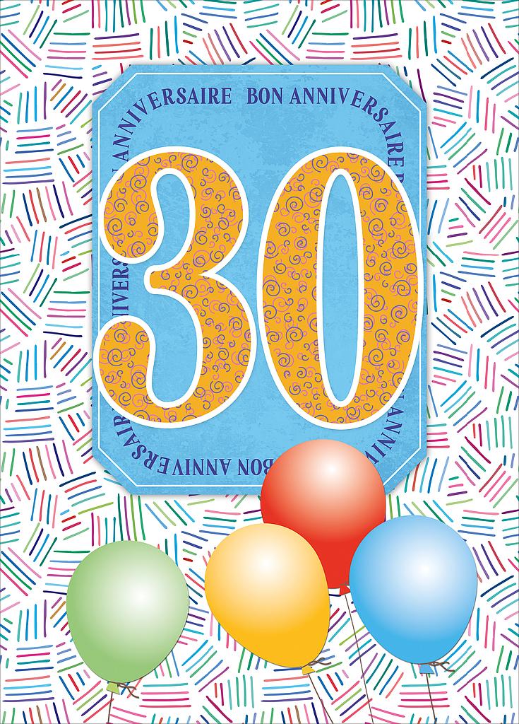 Carte A4 Anniversaire 30 ans