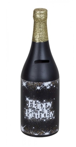 [ZE 8371] Tirelire bouteille en céramique «Happy Birthday»