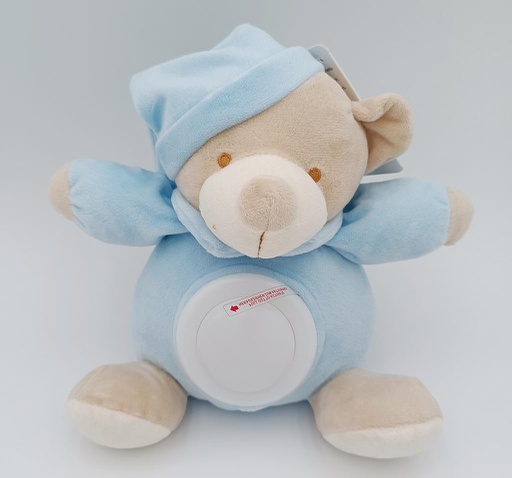 [ZE 20306a] Peluche ours bleu avec veilleuse LED 