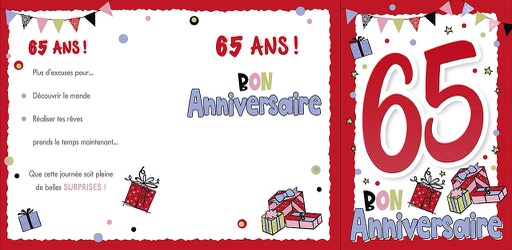 [AG 522190-65] Carte Anniv. 65 ans