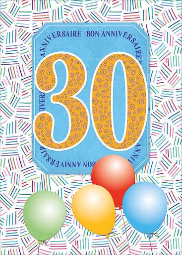 [A4-AG 522393] Carte A4 Anniversaire 30 ans