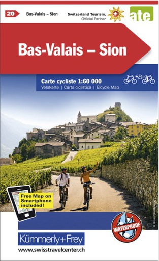 [BZ21961506] Carte cycliste 1:60'000 Bas-Valais-Sion VK20