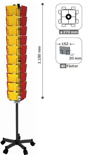 [PKR40] Présentoir rotatif 40 cases QF pour cartes postales A6