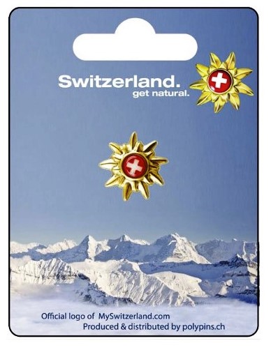 [MS PP01-64801] Pins edelweiss avec croix suisse