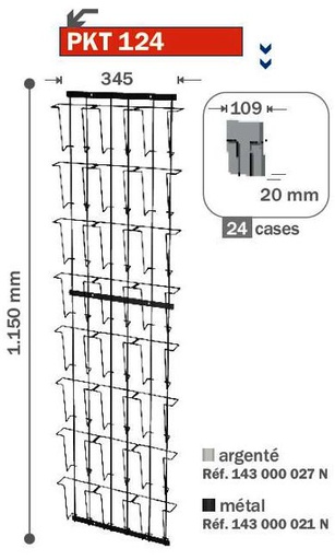 [Pkt124] Présentoir 24 cases HF pour cartes postales A6 debout