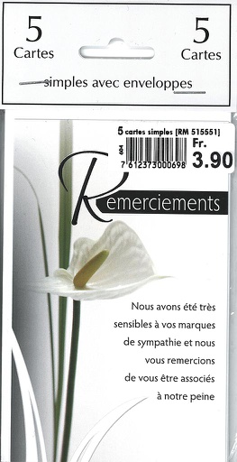 [Mi5-RM 515551] Pack de 5 c. simples Remerciement Condo