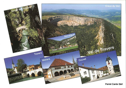 [1023655] Postcards 23655 Val-de-Travers (Creux du Van, Gorges de l'Areuse, Noiraigue, Travers, Môtiers, Couvet)