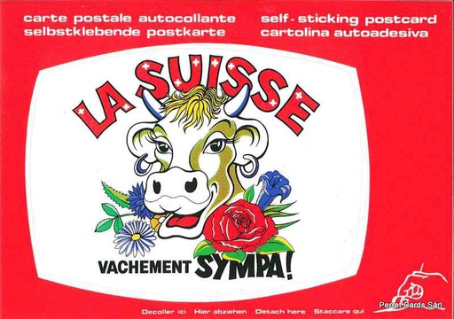 [9700212] Postcards SK 212 Stickers 'La Suisse, vachement sympa !'