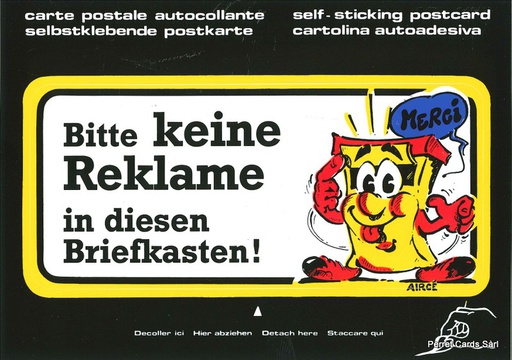 [9700272] Postcards SK 272 Stickers Bitte keine Reklame!