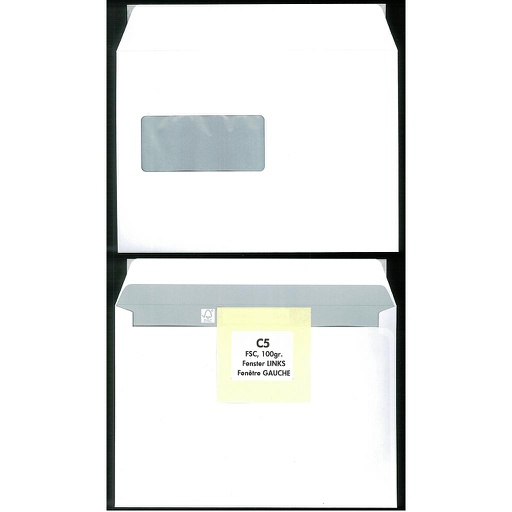 [#EN 7912-C5G] Enveloppes C5, fenêtre gauche, 500 pcs