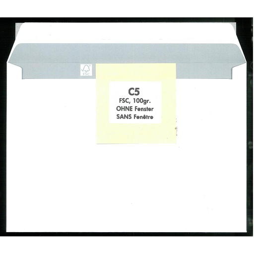 [#EN 7408-C5BL] Enveloppes C5, SANS fenêtre, 500 pcs