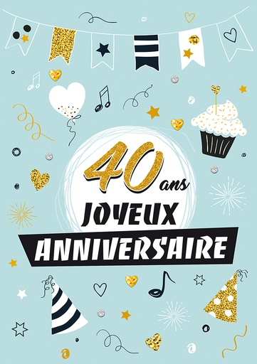 [A4-AG MAXI22] Carte A4 Anniversaire 40 ans