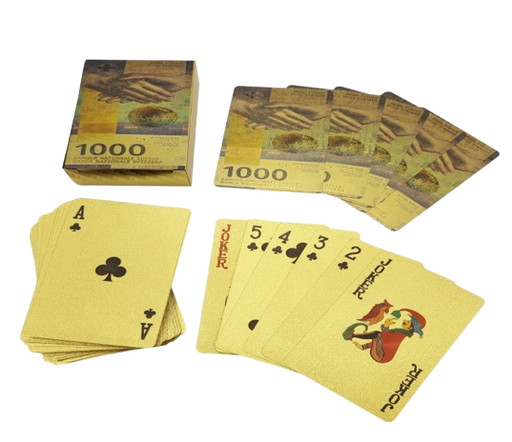 [CR 0045] Jeu de Joker billet de 1000 francs en or (54 cartes, 2 jokers inclus)