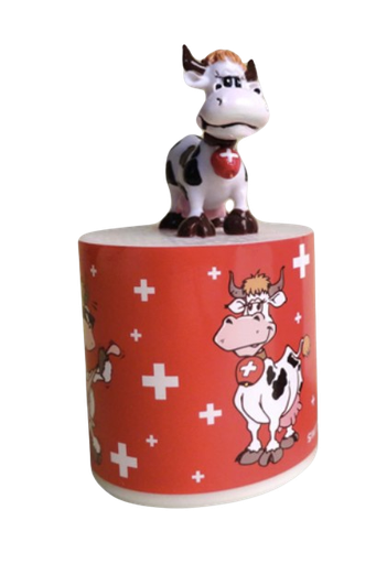 [CR 0118] Boîte-bruitage rouge avec voix de vache+vache 